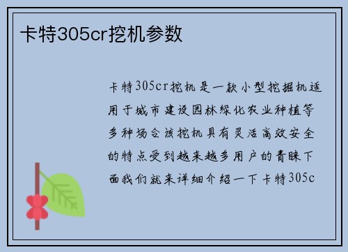 卡特305cr挖机参数 卡特305cr挖机参数