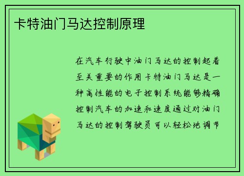 卡特油门马达控制原理 卡特油门马达控制原理
